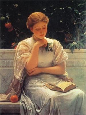 Girl reading by Charles Edward Perugini